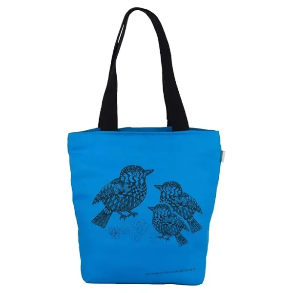 Cotton Canvas Bags 6 Handmade Printed Blue Cotton Canvas Bag