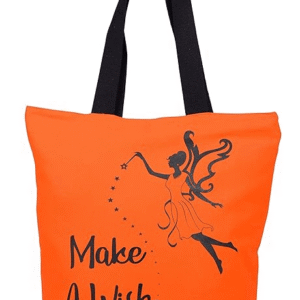 Handmade Printed Orange Cotton Canvas Bag