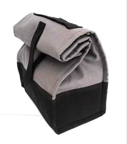 Allforasmile Handmade Grey Cotton Canvas Lunch Bag 2 Allforasmile Handmade Grey Cotton Canvas Lunch Bag - Image 2