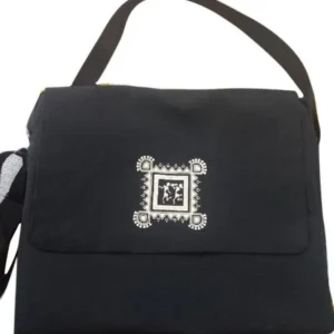 Black cotton canvas laptop bag