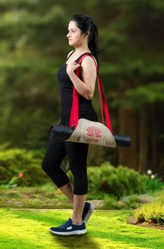 Handmade Printed Khaki Cotton Canvas Yoga Mat Bag