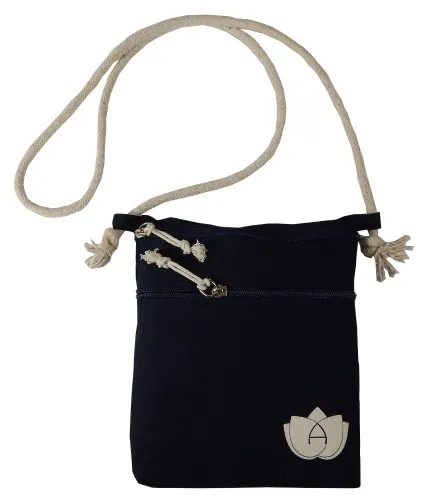 Handmade Navy Blue Cotton Canvas Sling Bag 3 Handmade Navy Blue Cotton Canvas Sling Bag - Image 3