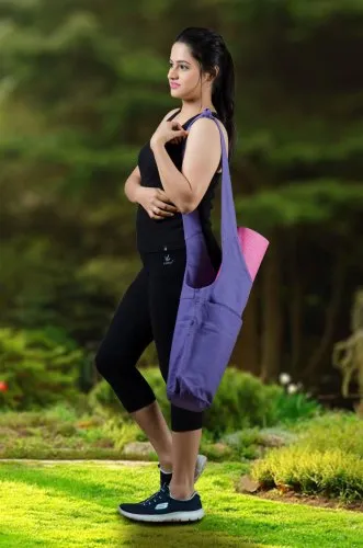 Handmade Purple Cotton Canvas Yoga Mat Bag 3 Purple Cotton Canvas Yoga Mat Bag