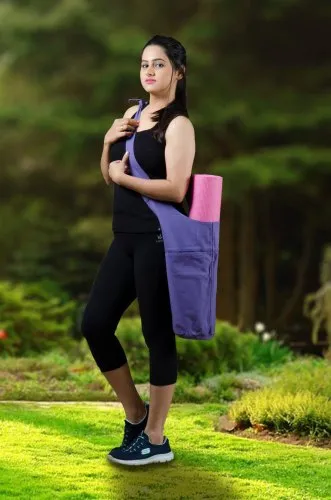 Handmade Purple Cotton Canvas Yoga Mat Bag 2 Purple Cotton Canvas Yoga Mat Bag