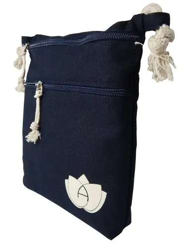 Handmade Navy Blue Cotton Canvas Sling Bag 2 Handmade Navy Blue Cotton Canvas Sling Bag - Image 2