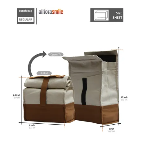 Allforasmile Handmade Camel Cotton Canvas Lunch Bag 2 Allforasmile Handmade Camel Cotton Canvas Lunch Bag - Image 2